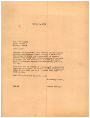 [Letter from Truett Latimer to Lee Watson, March 9, 1955]