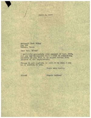 [Letter from Truett Latimer to Jack Riley, April 4, 1957]