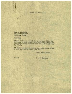 [Letter from Truett Latimer to Ed Pickrell, March 12, 1957]