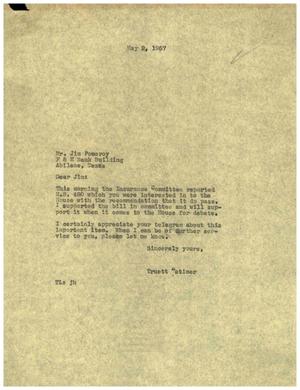 [Letter from Truett Latimer to Jim Pomeroy, May 2, 1957]