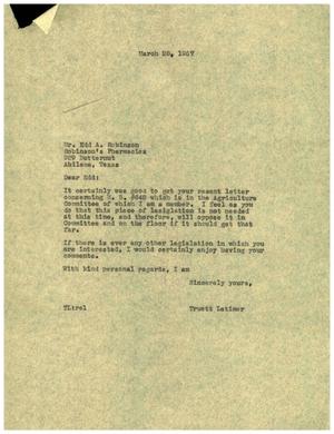 [Letter from Truett Latimer to Edd A. Robinson, March 28, 1957]