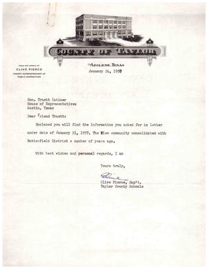 [Letter from Clive Pierce to Truett Latimer, January 24, 1957]