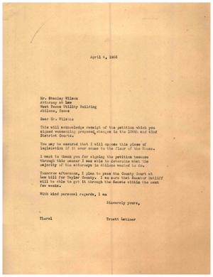 [Letter from Truett Latimer to Stanley Wilson, April 4, 1955]