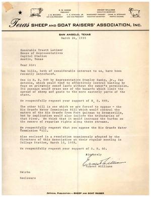 [Letter from Ernest Williams to Truett Latimer, March 26, 1955]