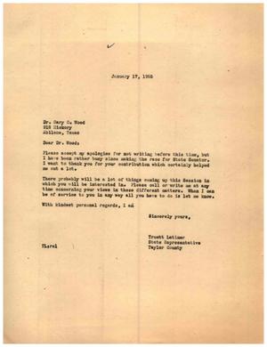[Letter from Truett Latimer to Dr. Gary O. Wood, January 17, 1955]