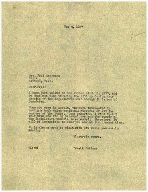[Letter from Truett Latimer to Paul Stephens, May 6, 1957]