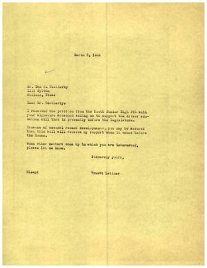 [Letter from Truett Latimer to Don B. Weatherby, March 5, 1955]