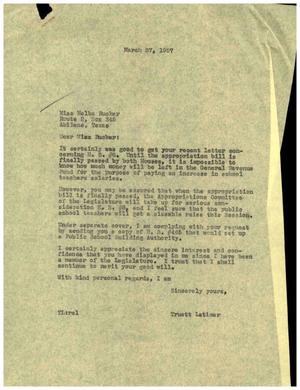 [Letter from Truett Latimer Melba Rucker, March 27, 1957]