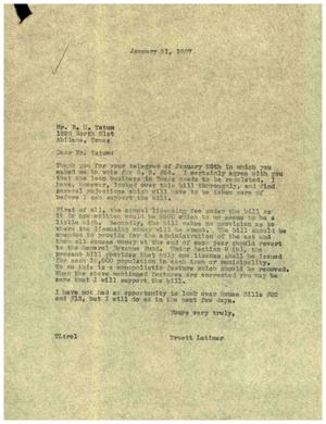 [Letter from Truett Latimer to R. H. Tatum, January 31, 1957]