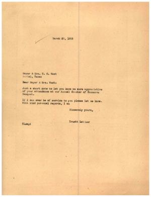 [Letter from Truett Latimer to Mayor and Mrs. H. C. West, March 29, 1955]