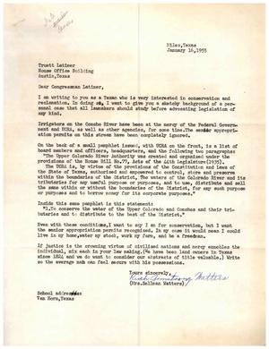 [Letter from Ruth Armstrong Watters to Truett Latimer, January 16, 1955]