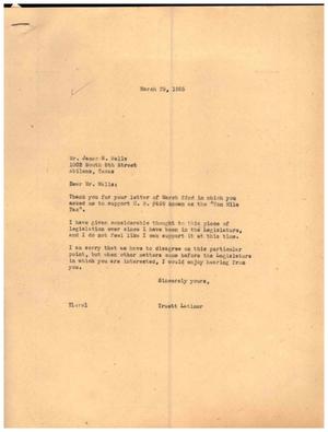 [Letter from Truett Latimer to James N. Walls, March 29, 1955]