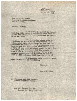 [Letter from Bessie F. Webb to Farth C. Bates, March 18, 1955]