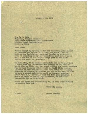[Letter from Truett Latimer to J. W. Wade, January 16, 1957]