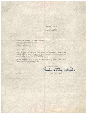 [Letter from Charles and Tata Ward to Truett Latimer, April 26, 1955]