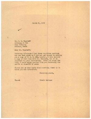 [Letter from Truett Latimer to R. M. Wagstaff, March 23, 1955]