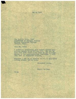 [Letter from Truett Latimer to Dr. Paul C. Witt, May 2, 1957]
