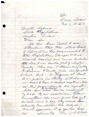 [Letter from Mrs. J. H. Walsh to Truett Latimer, February 1, 1957]