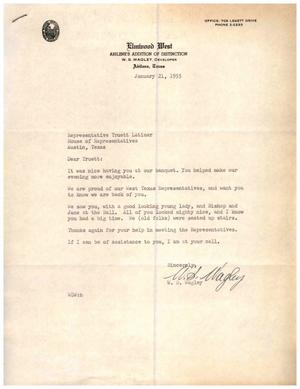 [Letter from W. S. Wagley to Truett Latimer, January 21, 1955]
