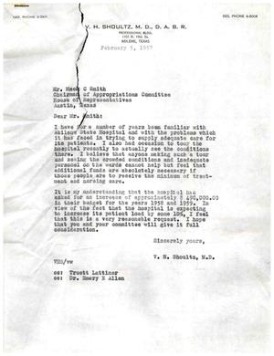 [Letter from V. H. Shoultz to Mack C. Smith, February 5, 1957]