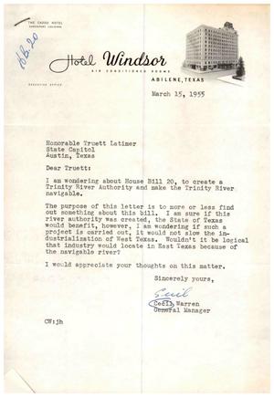 [Letter from Cecil Warren to Truett Latimer, March 15, 1955]