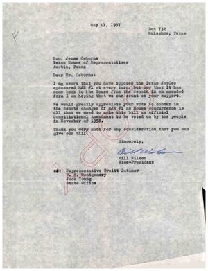 [Letter from Bill Wilson to Jesse Osborne, May 11, 1957]