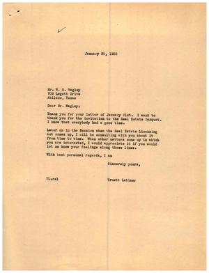 [Letter from Truett Latimer to W. S. Wagley, January 25, 1955]