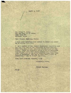 [Letter from Truett Latimer to Allen W. White and Mr. and Mrs. W. G. White, April 4, 1957]