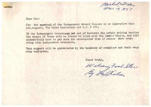 [Letter from Ray Wilson to Truett Latimer, March 14, 1957]