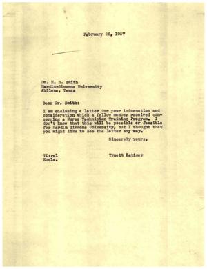 [Letter from Truett Latimer to Dr. H. B. Smith, February 26, 1957]