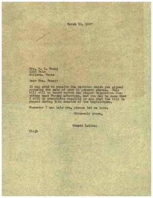 [Letter from Truett Latimer to Mrs. W. G. Posey, March 13, 1957]