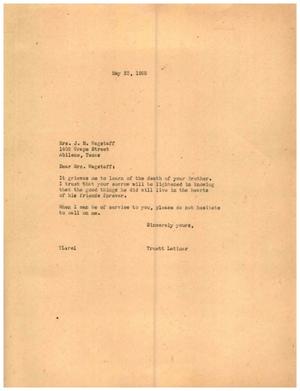 [Letter from Truett Latimer to Mrs. J. M. Wagstaff, May 23, 1955]