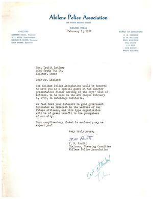 [Letter from F. M. Pruitt to Truett Latimer, February 1, 1958]