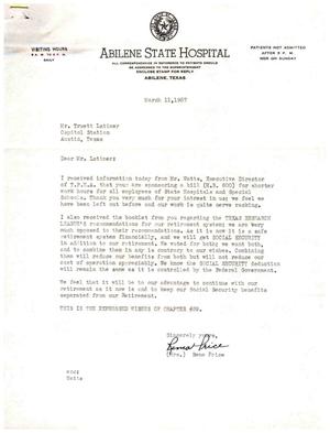 [Letter from Rema Price to Truett Latimer, March 11, 1957]
