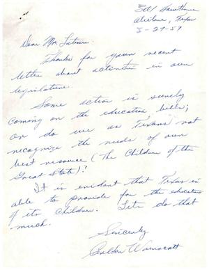 [Letter from Carlton Wainscott to Truett Latimer, March 27, 1957]