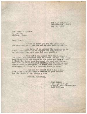 [Letter from Gail Williams to Truett Latimer, May 30, 1955]