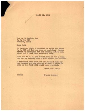 [Letter from Truett Latimer to V. C. Perini, Jr., April 11, 1957]