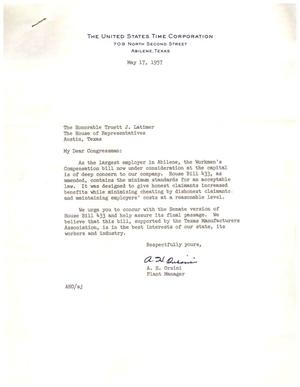 [Letter from A. H. Orsini to Truett J. Latimer, May 17, 1957]