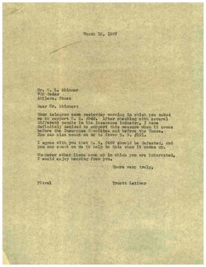 [Letter from Truett Latimer to H. L. Skinner, March 12, 1957]