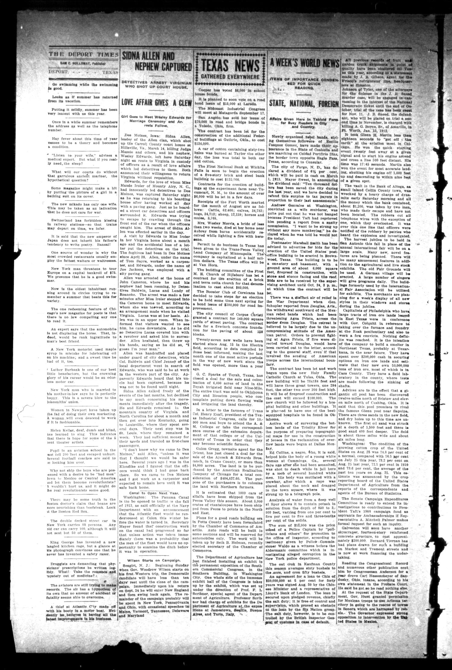 The Deport Times (Deport, Tex.), Vol. 4, No. 33, Ed. 1 Friday, September 20, 1912
                                                
                                                    [Sequence #]: 2 of 8
                                                