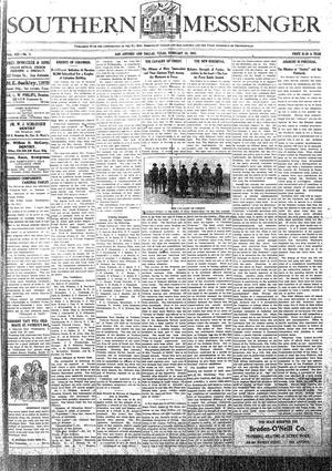 Primary view of object titled 'Southern Messenger (San Antonio and Dallas, Tex.), Vol. 21, No. 2, Ed. 1 Thursday, February 22, 1912'.