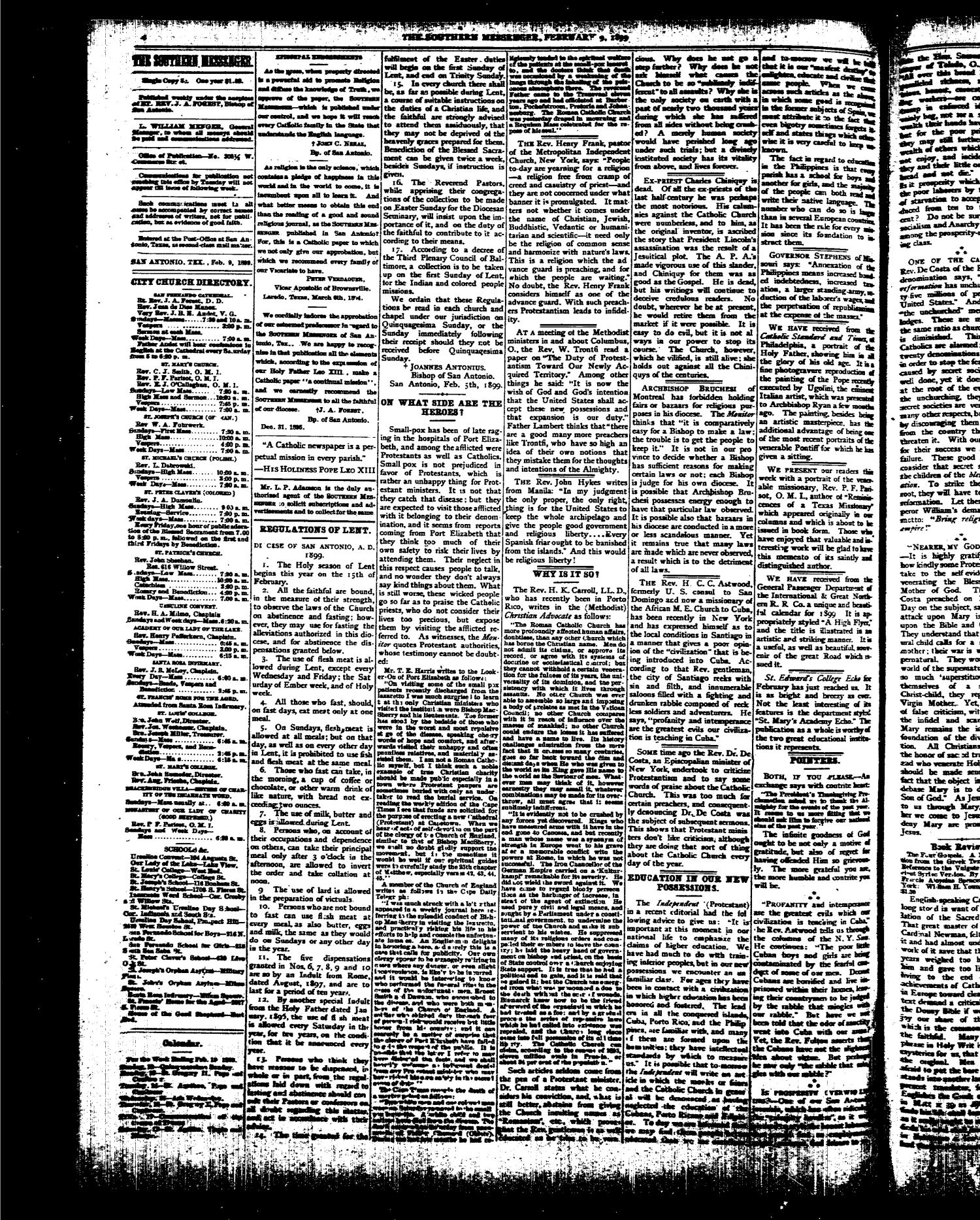 Southern Messenger. (San Antonio, Tex.), Vol. 7, No. 50, Ed. 1 Thursday, February 9, 1899
                                                
                                                    [Sequence #]: 4 of 8
                                                