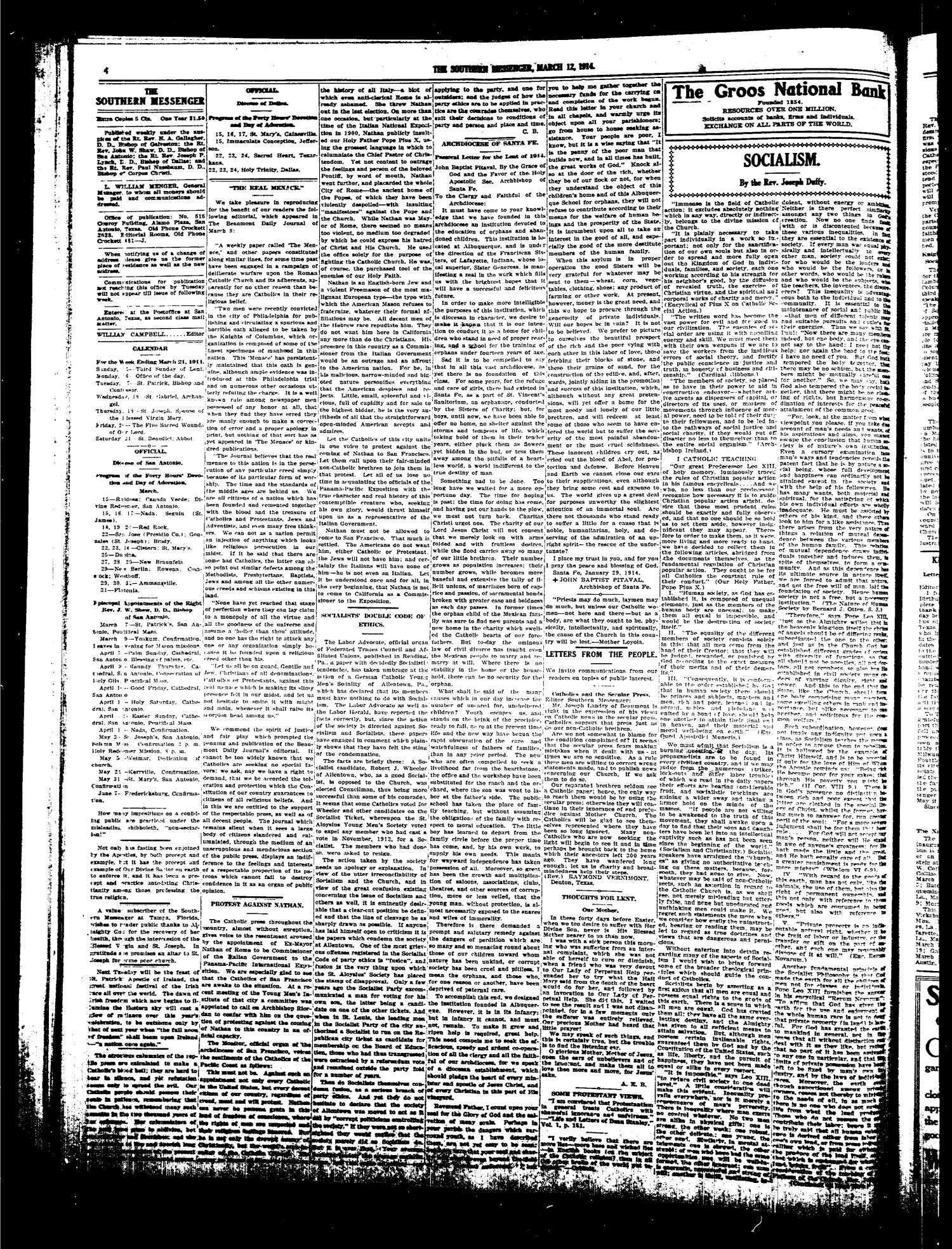 Southern Messenger (San Antonio and Dallas, Tex.), Vol. 23, No. 5, Ed. 1 Thursday, March 12, 1914
                                                
                                                    [Sequence #]: 4 of 8
                                                