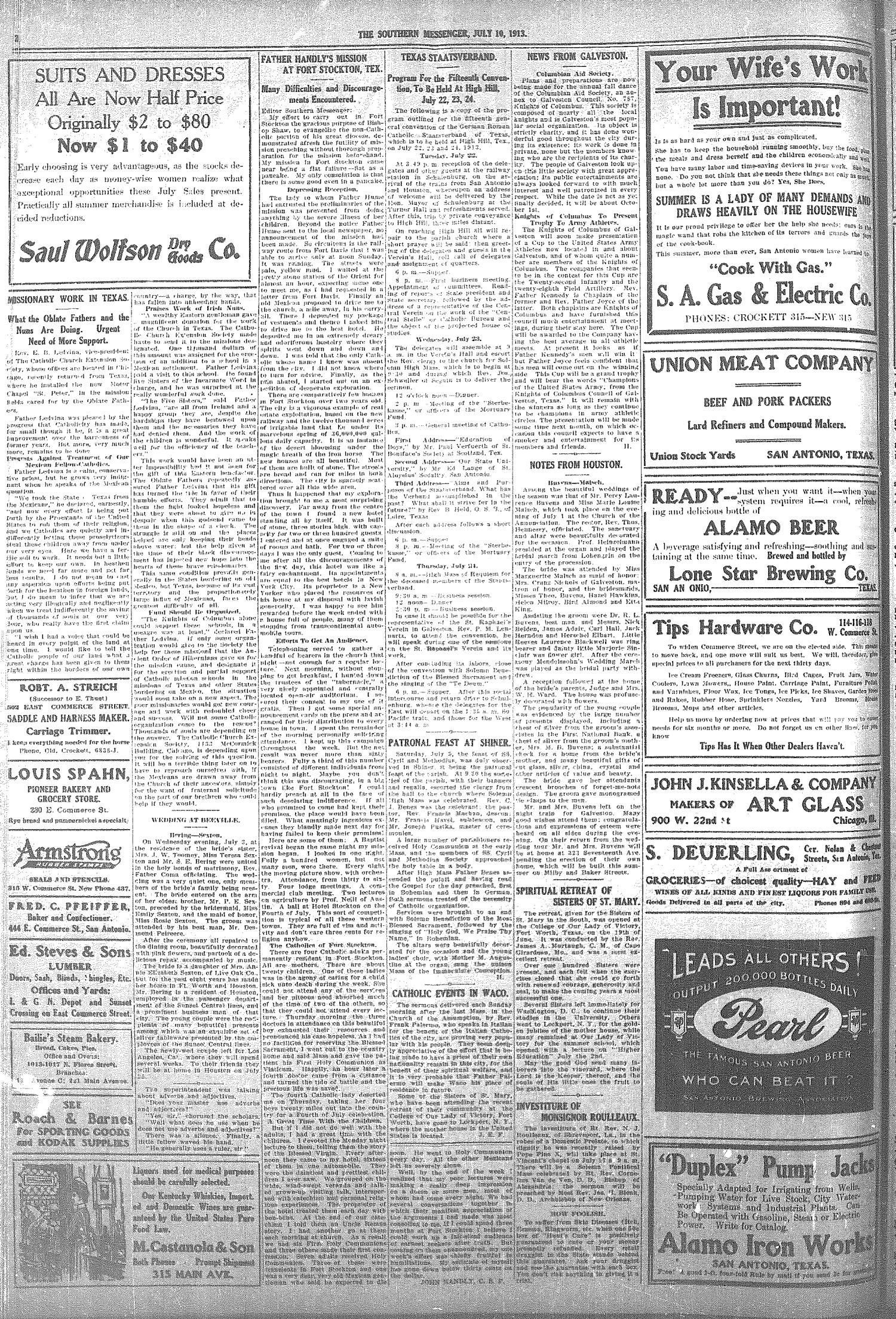 Southern Messenger (San Antonio and Dallas, Tex.), Vol. 22, No. 22, Ed. 1 Thursday, July 10, 1913
                                                
                                                    [Sequence #]: 2 of 8
                                                