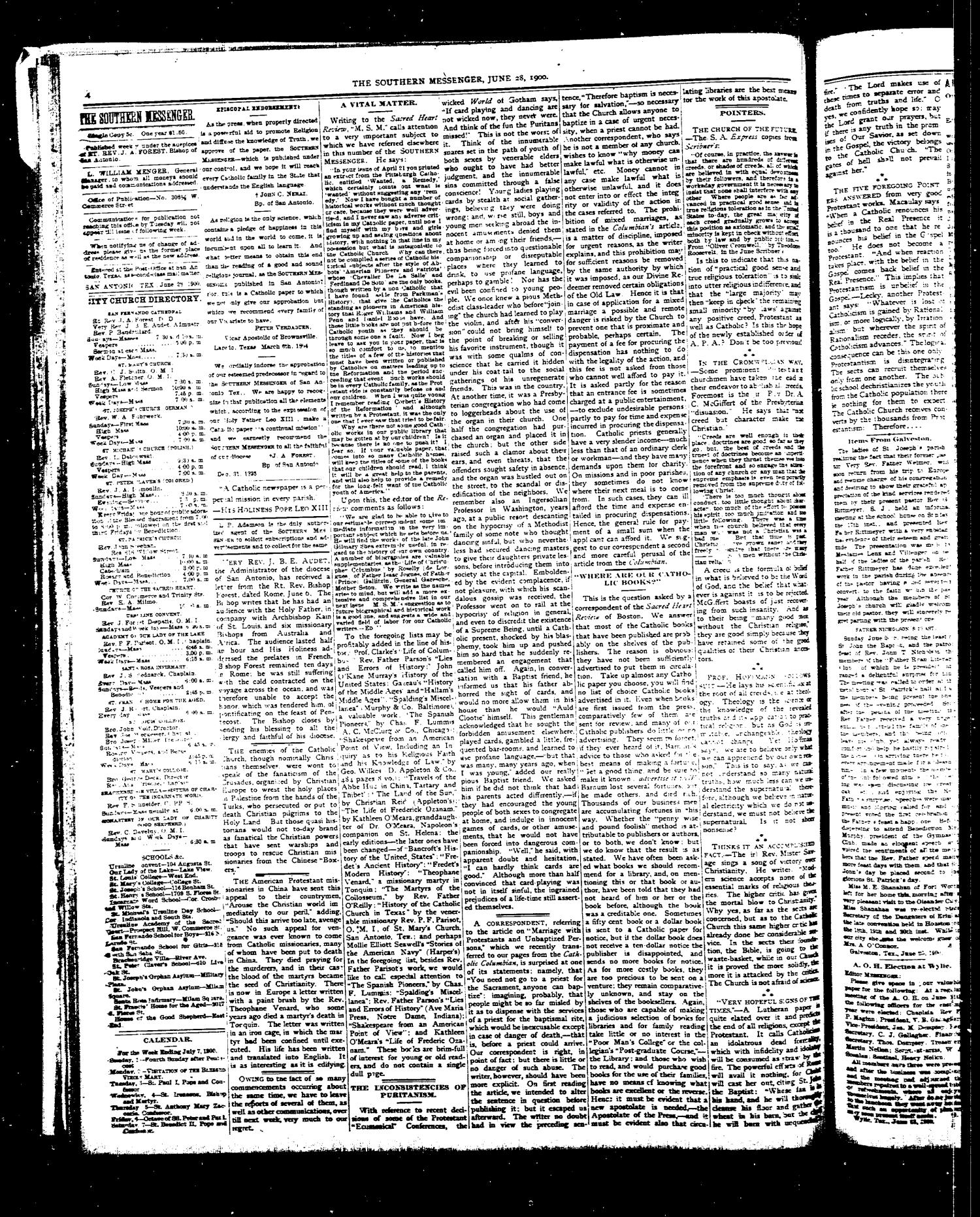 Southern Messenger. (San Antonio, Tex.), Vol. 9, No. 18, Ed. 1 Thursday, June 28, 1900
                                                
                                                    [Sequence #]: 4 of 8
                                                