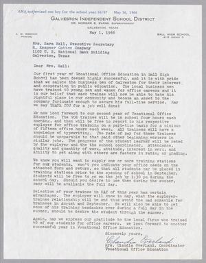[Letter from Claudia Overland to Sara Hall, May 1, 1966]