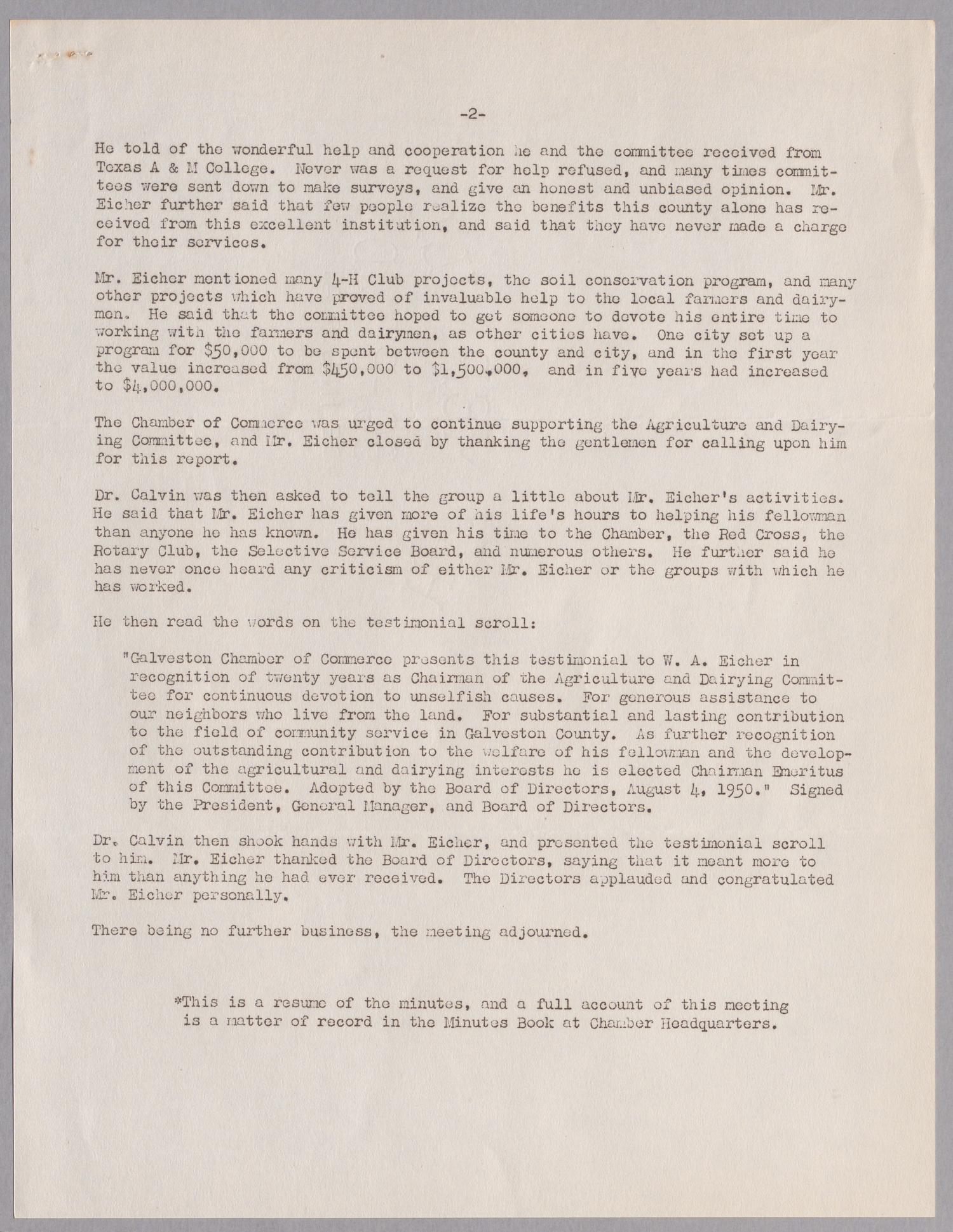 [Meeting Minutes from Galveston Chamber of Commerce, September 1, 1950]
                                                
                                                    [Sequence #]: 3 of 4
                                                