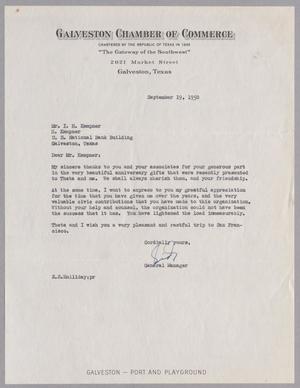 [Letter from E. S. Holliday to I. H. Kempner, September 19, 1950]