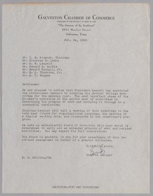 [Letter from E. S. Holliday to I. H. Kempner, February 24, 1950]