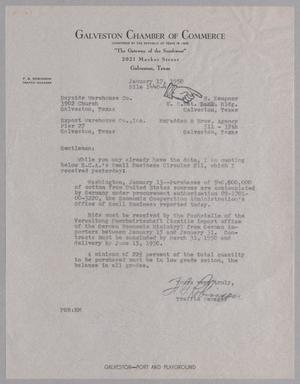 [Letter from F. G. Robinson to Bayside Warehouse Co., Export Warehouse Co., Inc., H. Kempner, and McFadden & Bros. Agency, January 17, 1950]